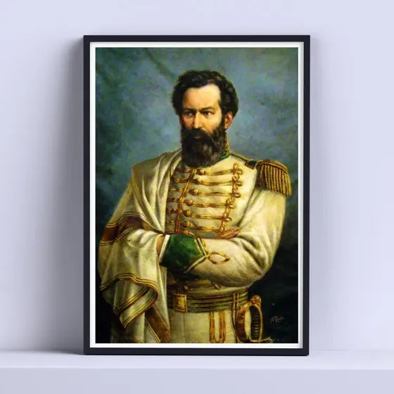 Cuadro Martín Miguel De Güemes 30x40cm Listo Para Colgar Negro