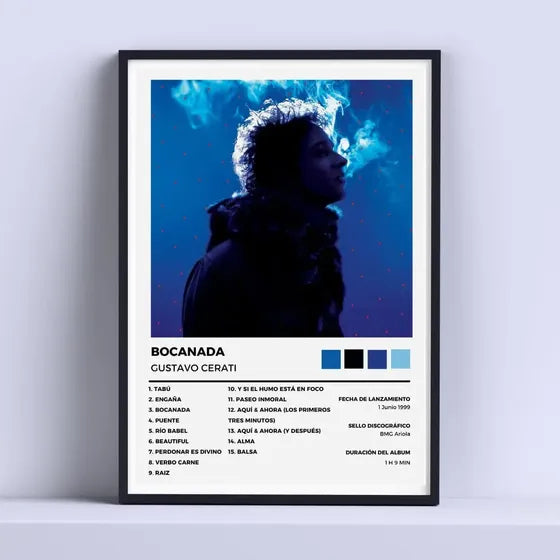 Cuadro Gustavo Cerati Album Bocanada 30x40cm Listo P Colgar Color Blanco Armazón Negro